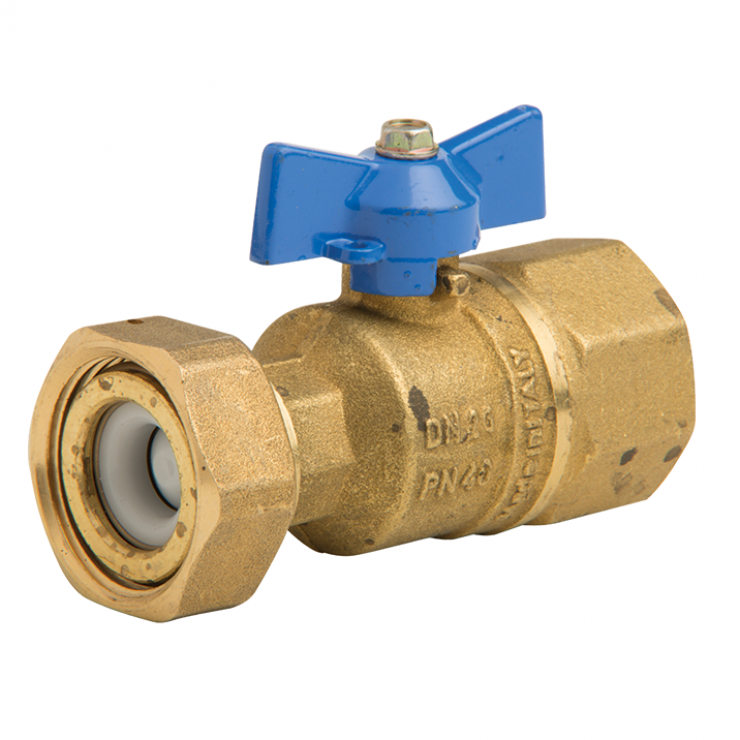 DZR Outlet Ball Valve Fem x Swivel Nut & Non Return