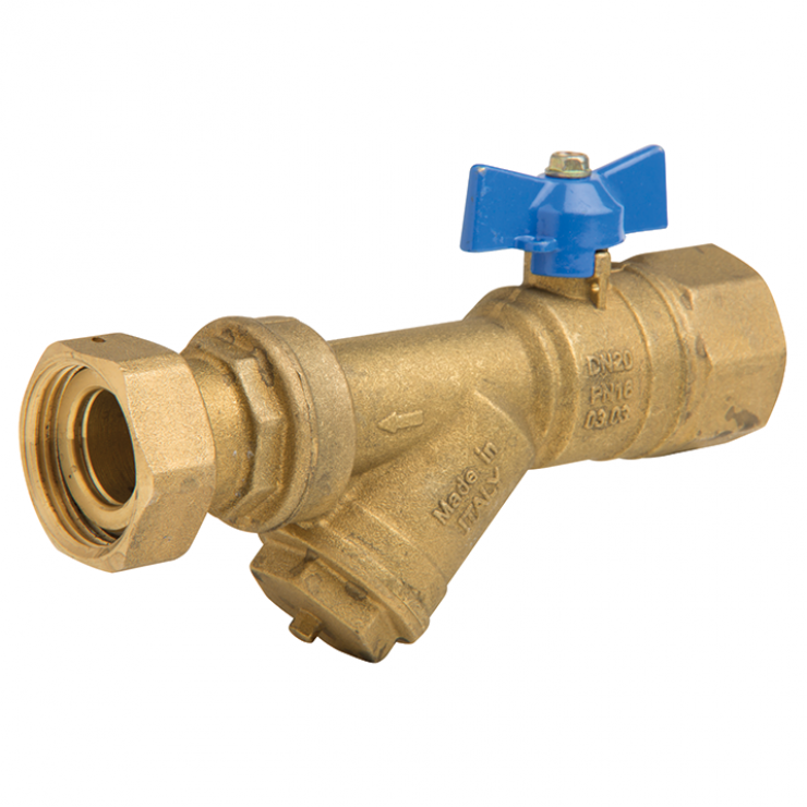 DZR Inlet Ball Valve Fem & Filter x Swivel Nut