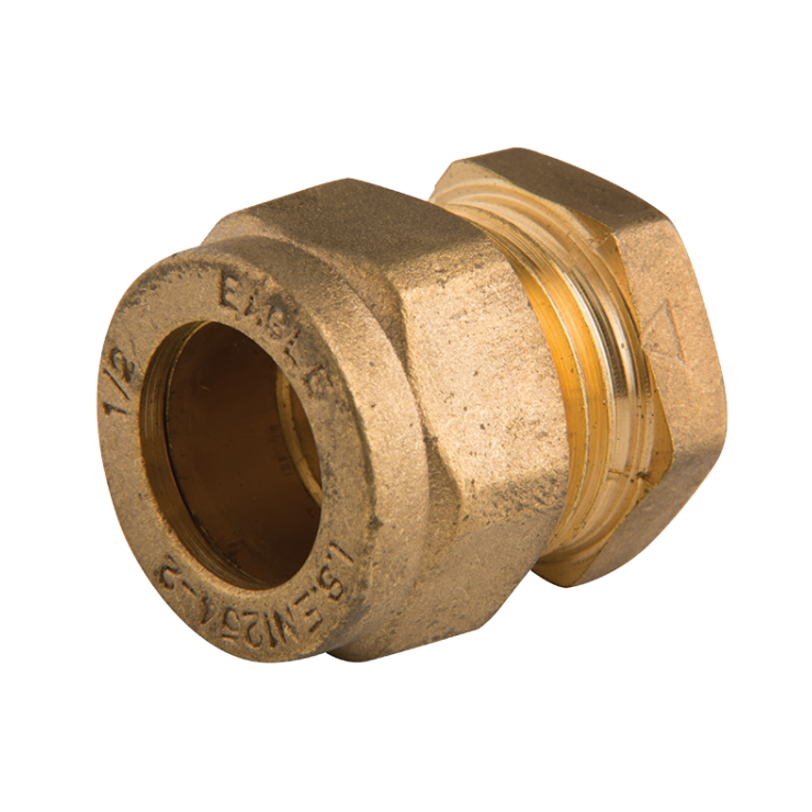 Brass Compression Female Straight Coupling