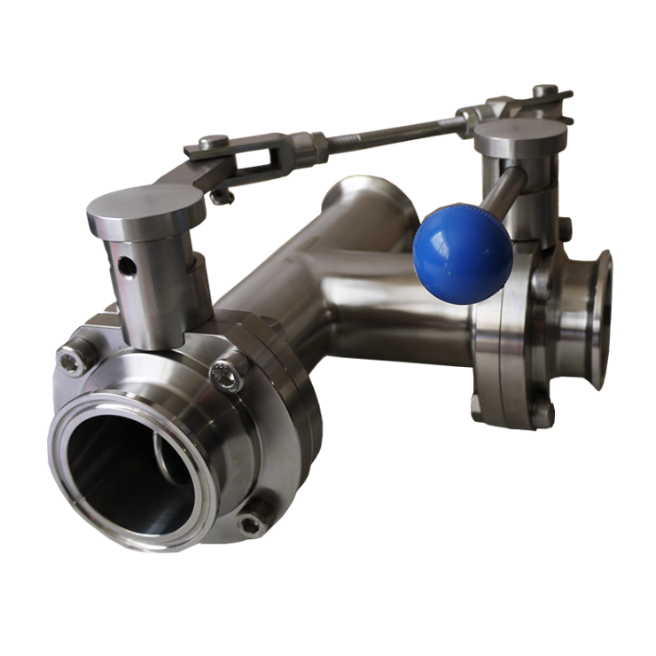 SS Tee Butterfly Valve Right Assy 1NO 1NC, Clamp Ends
