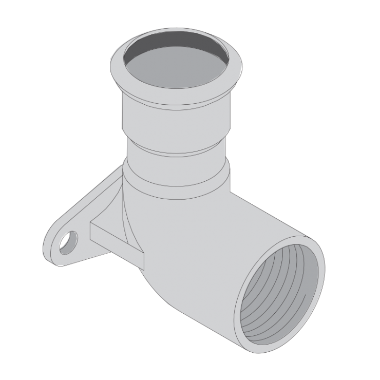 FI 90° Bend Wall Fix, Socket - FI BSP