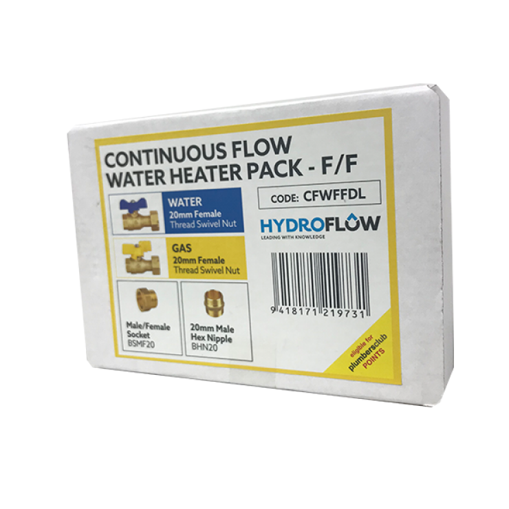 Continuous Flow Hot Water heater Angle pack Female/Female DL
