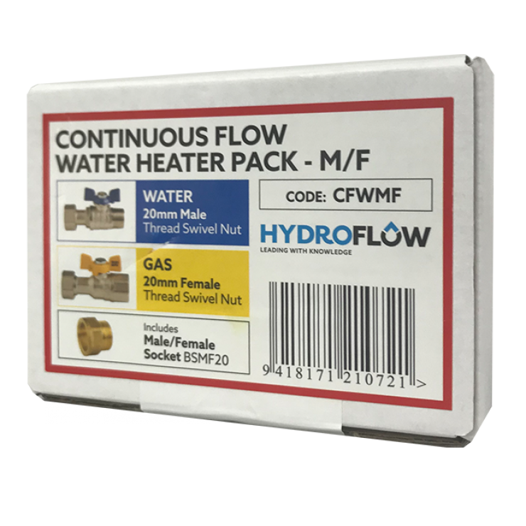 Continuous Flow Water Heater Pack for Water & Gas Male/Female