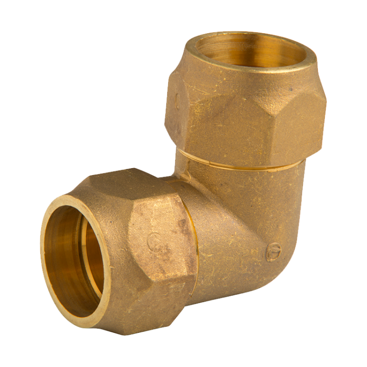 DZR Brass Crox Elbow  with 2 Nuts Copper x Copper