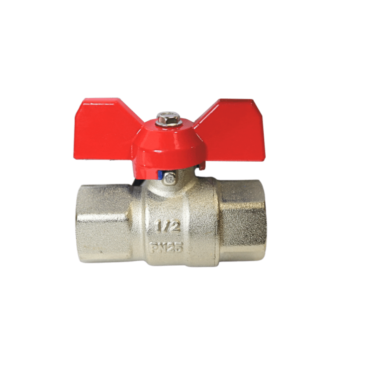 Double Lin Ball Valve F/F Short Red Handle