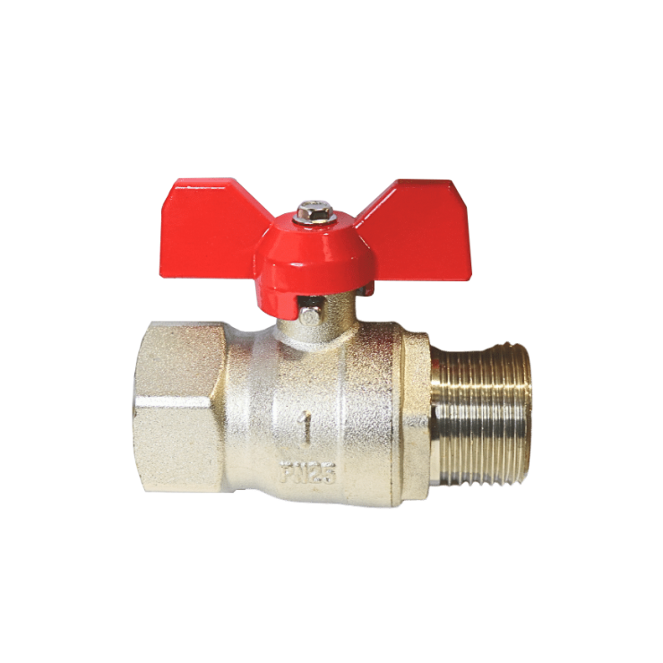 Double Lin Ball Valve M/F Short Red Handle
